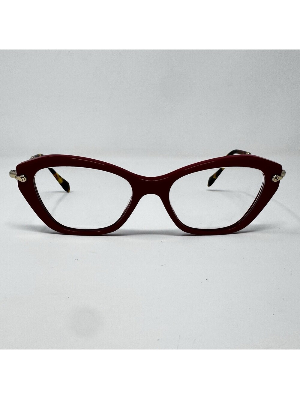 Miu Miu VMU 04L UA4-1O1 Red Gold Cat Eye Eyeglass Frames 52-17-140